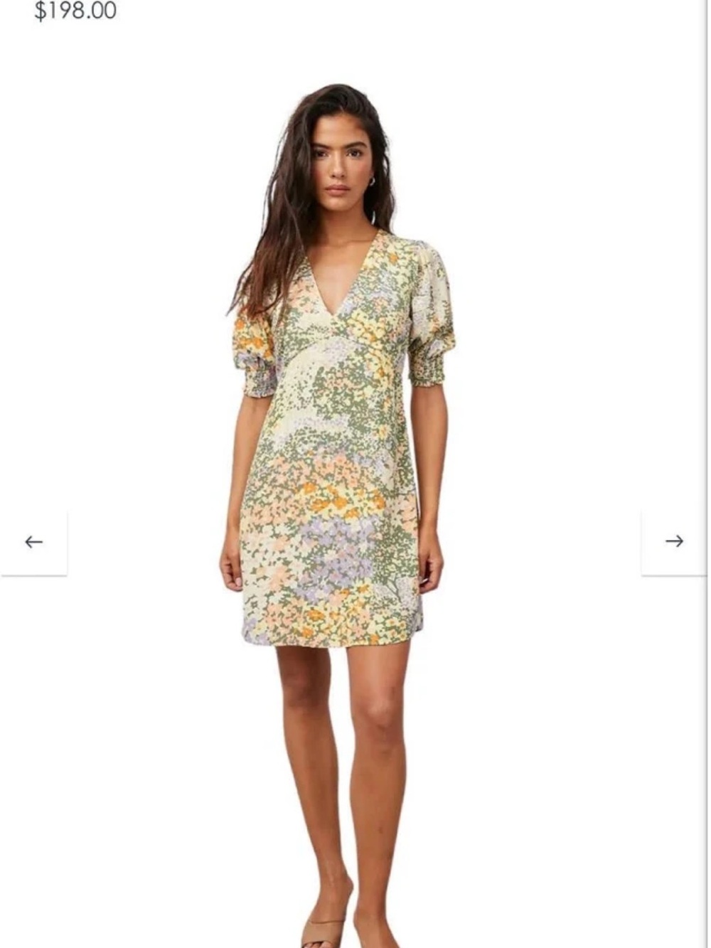 Rails Floral V-Neck Puff Sleeve Mini Dress - Green Multi